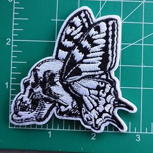 2/$10 Black and White Skull Butterfly Patch